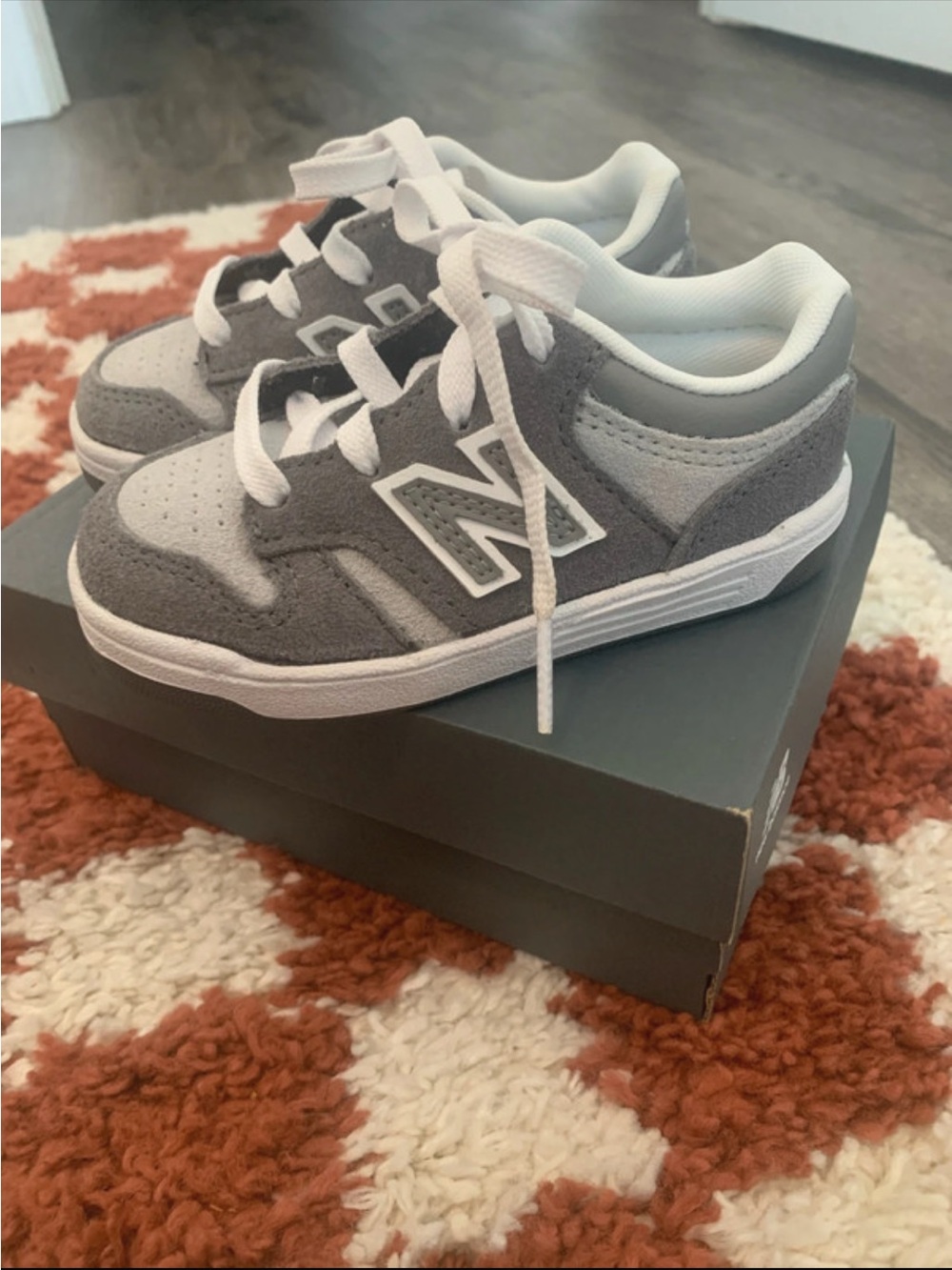 New Balance Kids Gray Suede & Mesh Low-Top Sneakers